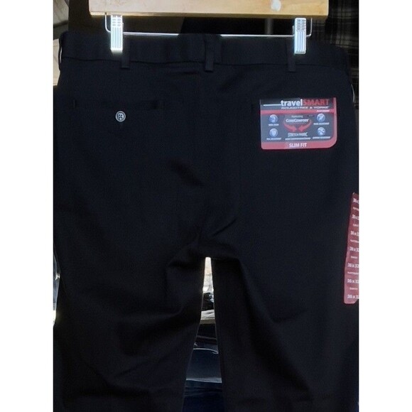 Roundtree & Yorke TravelSmart Men’s 36x32 Black Slim Fit NON IRON Stretch Pants - Picture 12 of 13